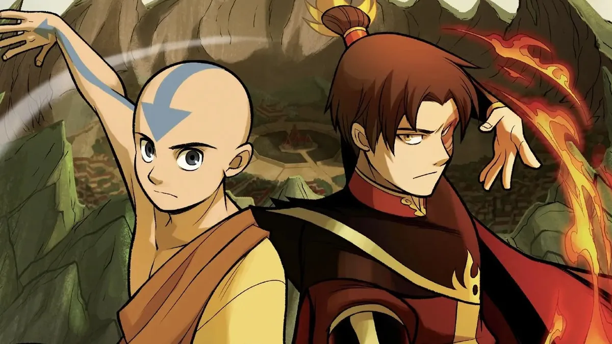 Aang and Zuko on the cover of Avatar: The Last Airbender - Smoke and Shadow