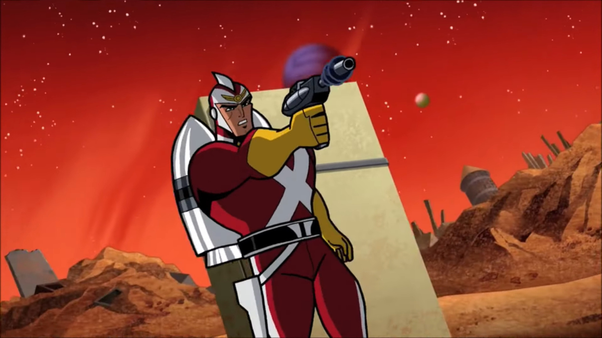 Adam Strange pointing ray gun