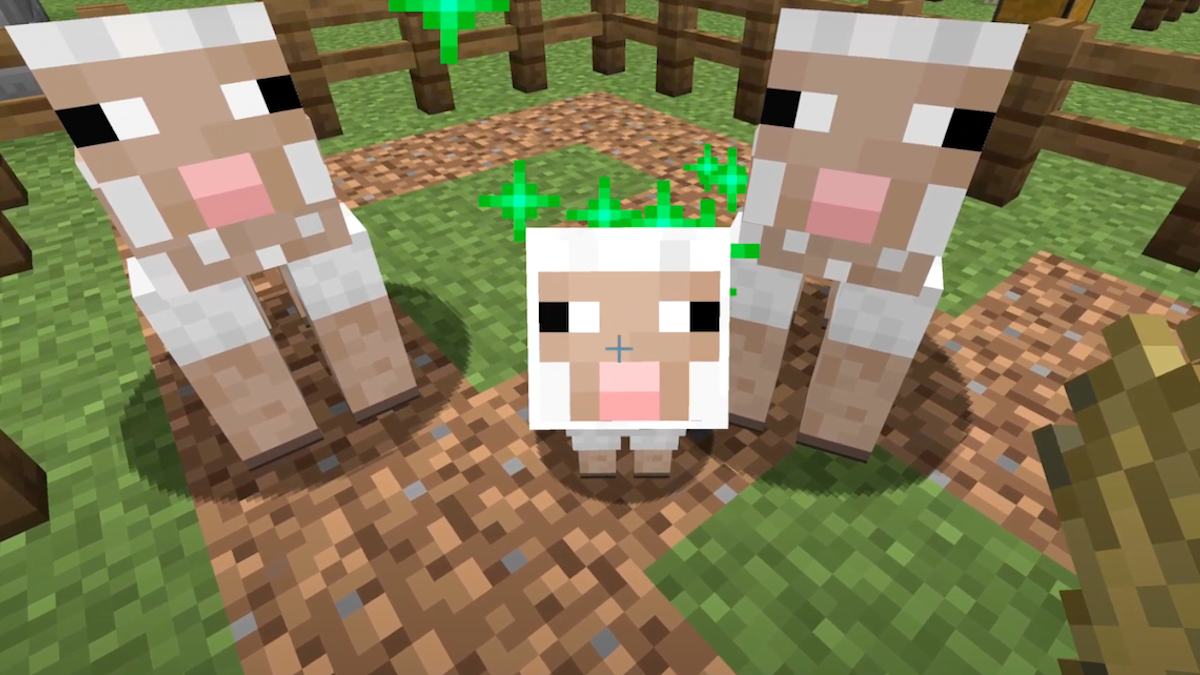 Three sheep from Minecraft