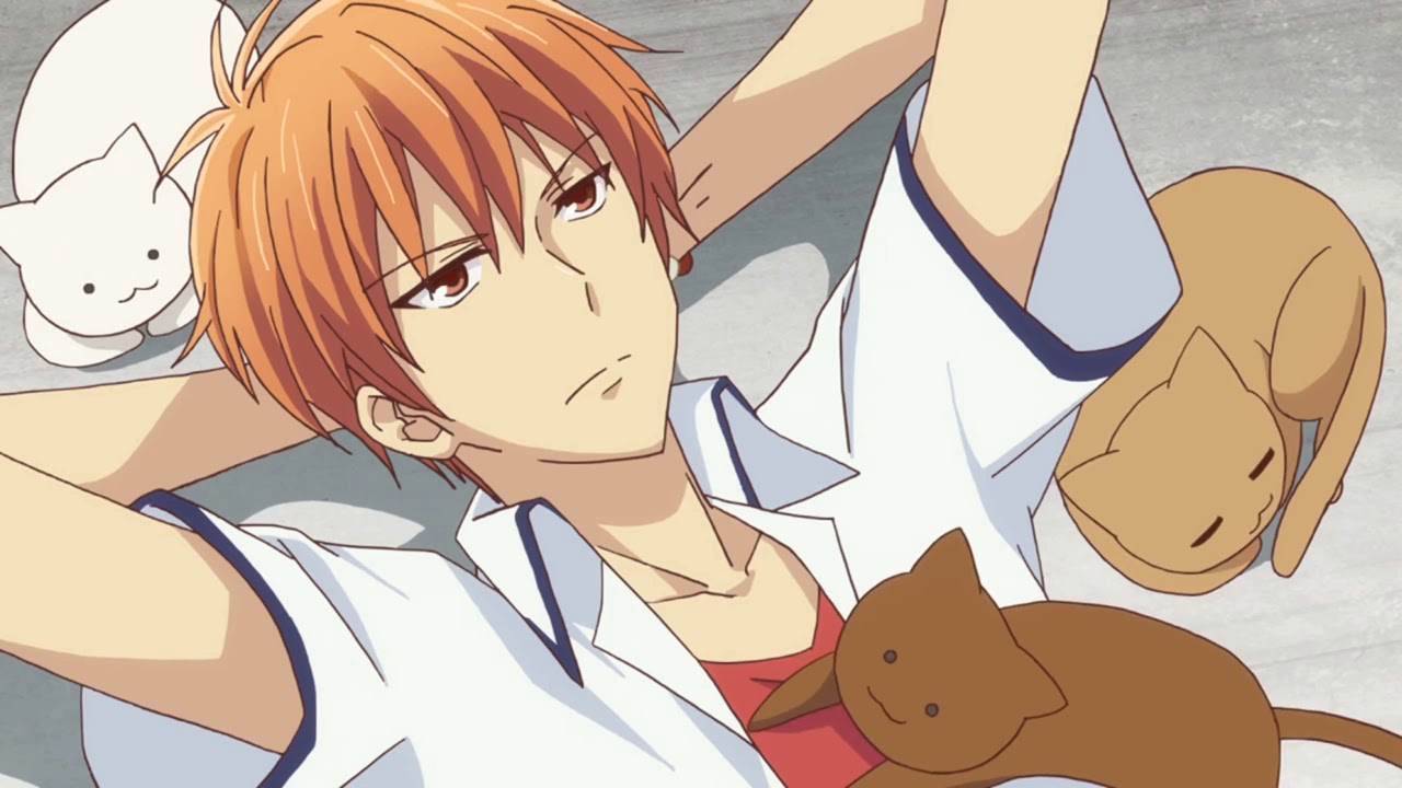 Kyo Sohma leaning back.