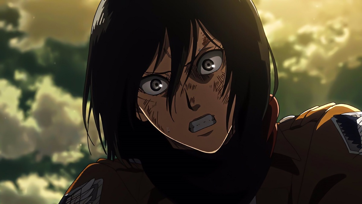 Mikasa Ackerman looking enraged in the 'Attack on Titan' anime.
