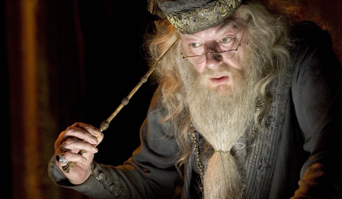 Dumbledore using the wand in Harry Potter and the Half Blood Prince