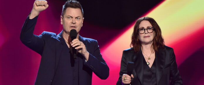 Nick Offerman and Megan Mullally tell Putin to “f**k off and go home”