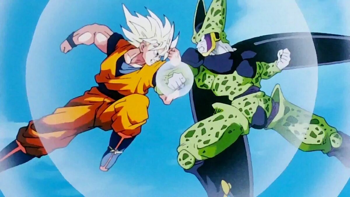 Super Saiyan Goku fights Perfect Cell in 'Dragon Ball Z'.