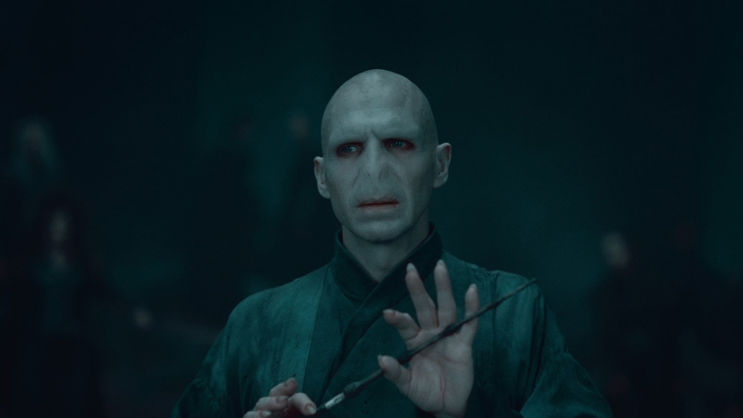 Voldemort with the Elder Wand in Harry Potter