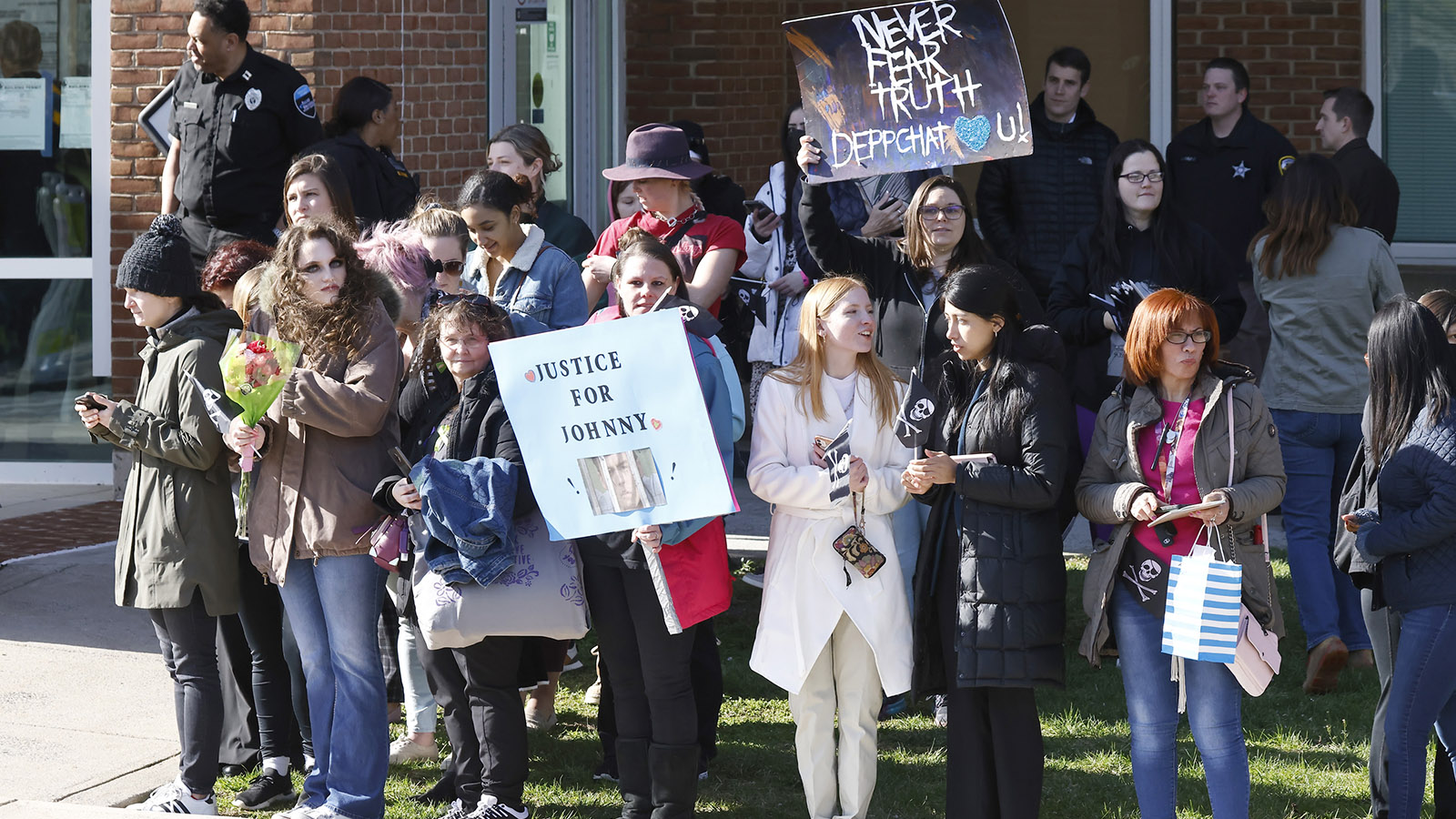 photo of johnny depp supporters outside depp/heard defamation trial