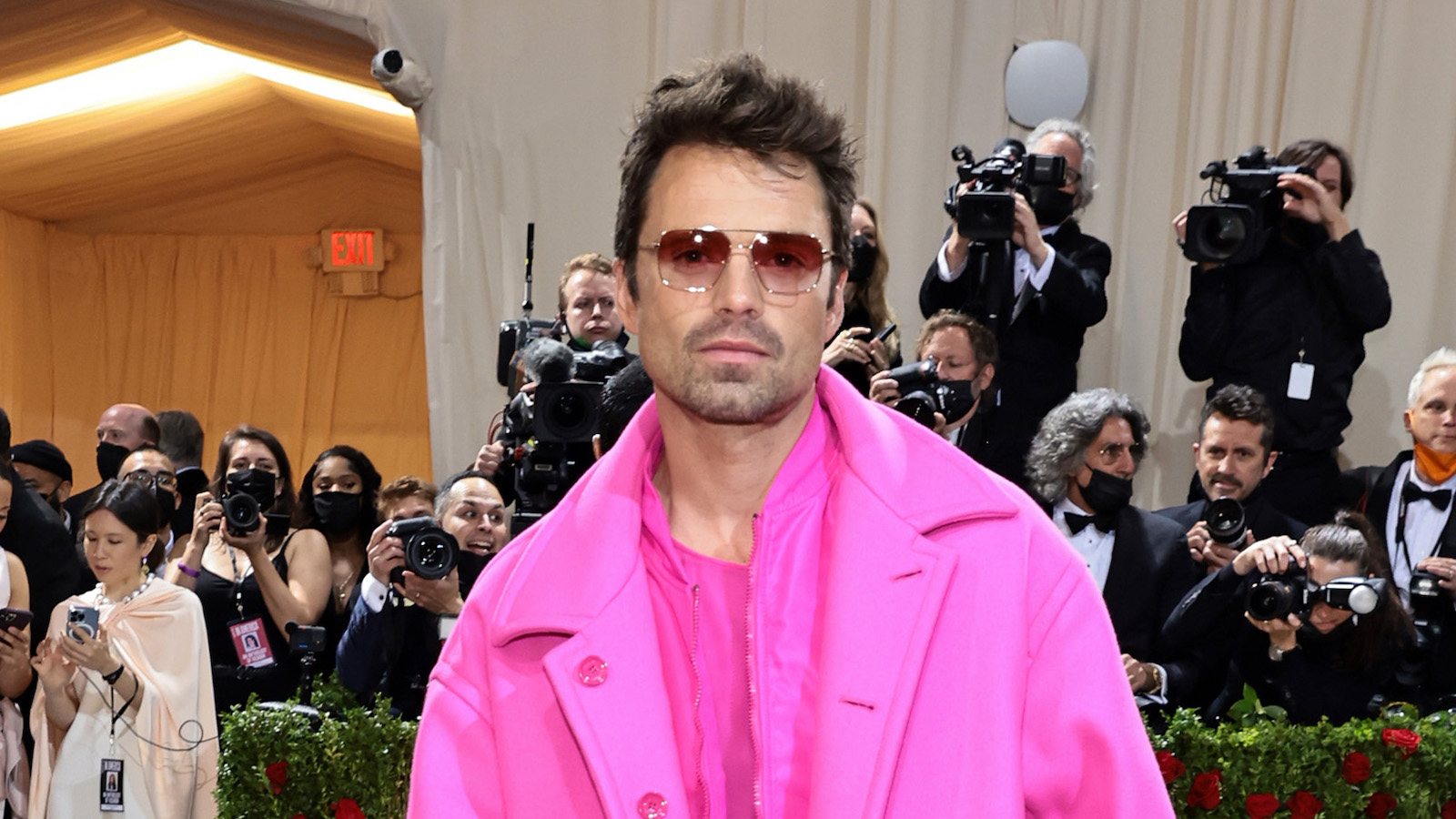 Sebastian Stan Pretty in Pink at the 2022 Met Gala
