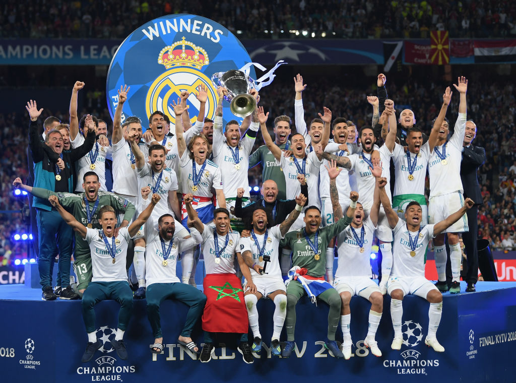 Real Madrid celebrates after winning the 2018 UEFA Champions League final.
