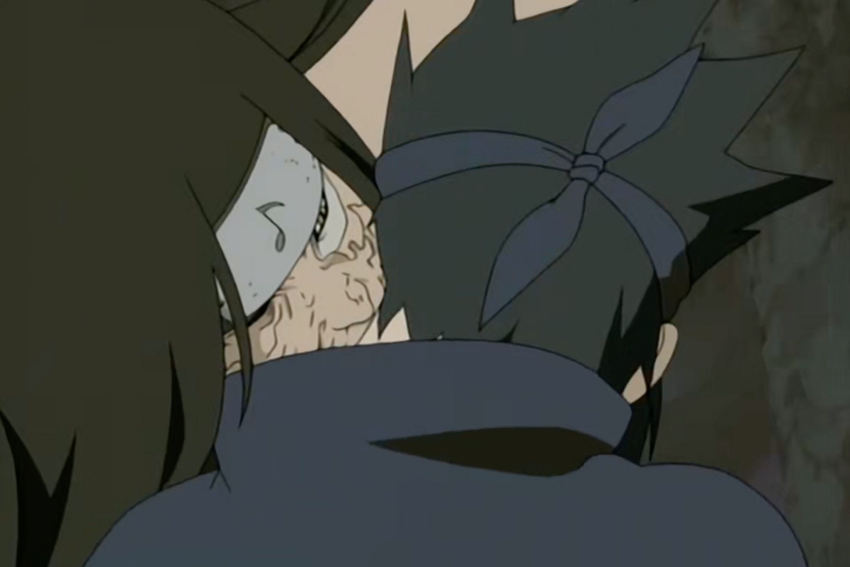 Orochimaru biting Sasuke's neck to inflict the curse mark