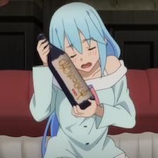 Aqua holding on tight to a bottle of wine