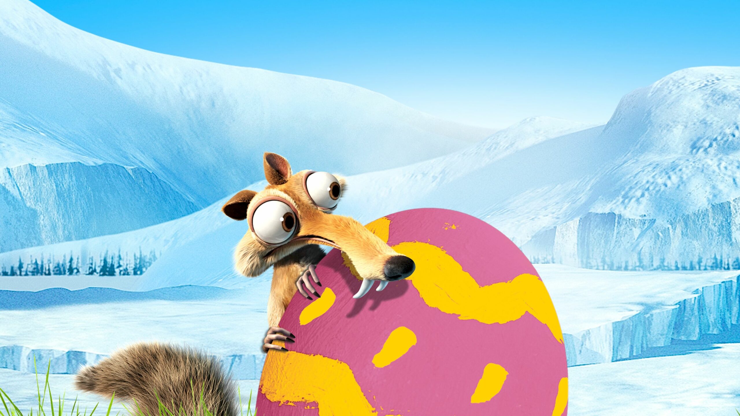 Scrat is looking at an Easter egg.