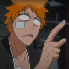Ichigo so embarrassed and pointing 