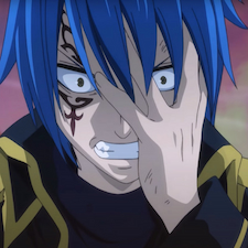Jellal experiencing pain as he grips on to his face