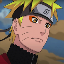Naruto in transformation with orange eyes