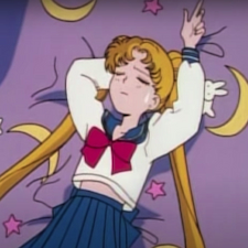 Sailor Moon on her bed relaxing