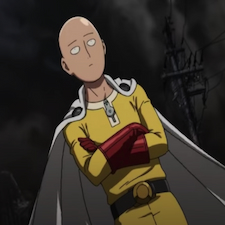 Saitama with his hands folded looking unimpressed