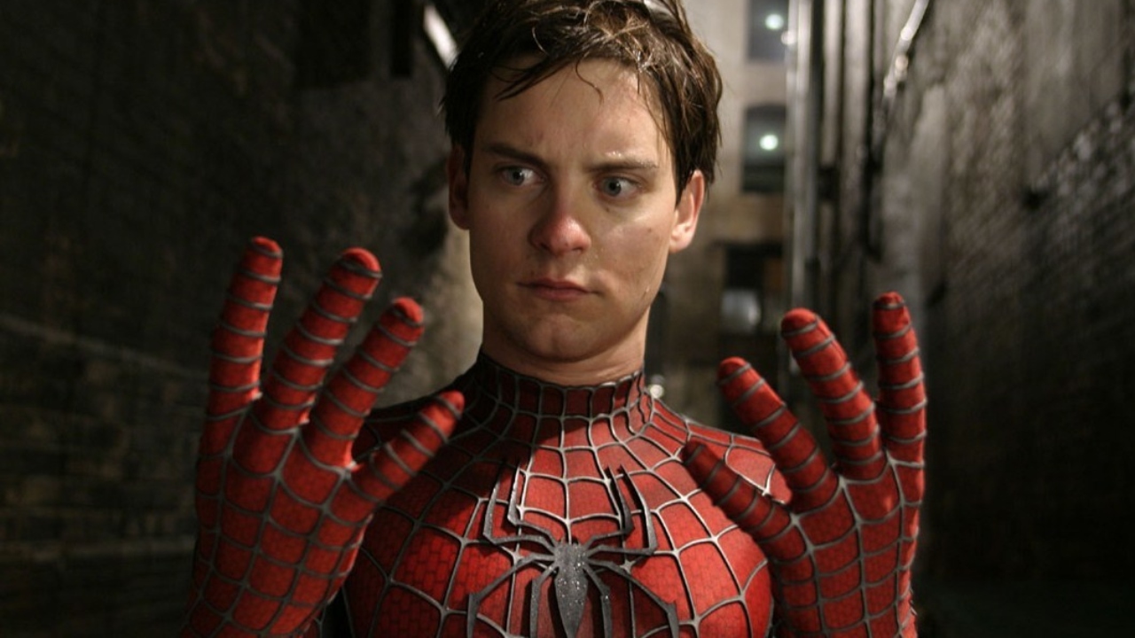 Tobey Maguire in character as Spider-Man