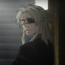 Worick wearing an eye patch and in a black jacket