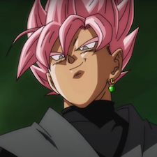 Zamasu smiling menacingly with pink hair