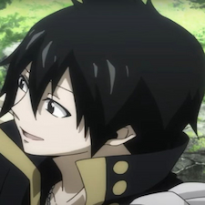 Zeref smiling and looking at anime girl