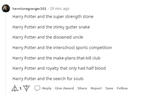 Reddit Potterheads Come Up With Their Own Titles for 'Harry Potter'