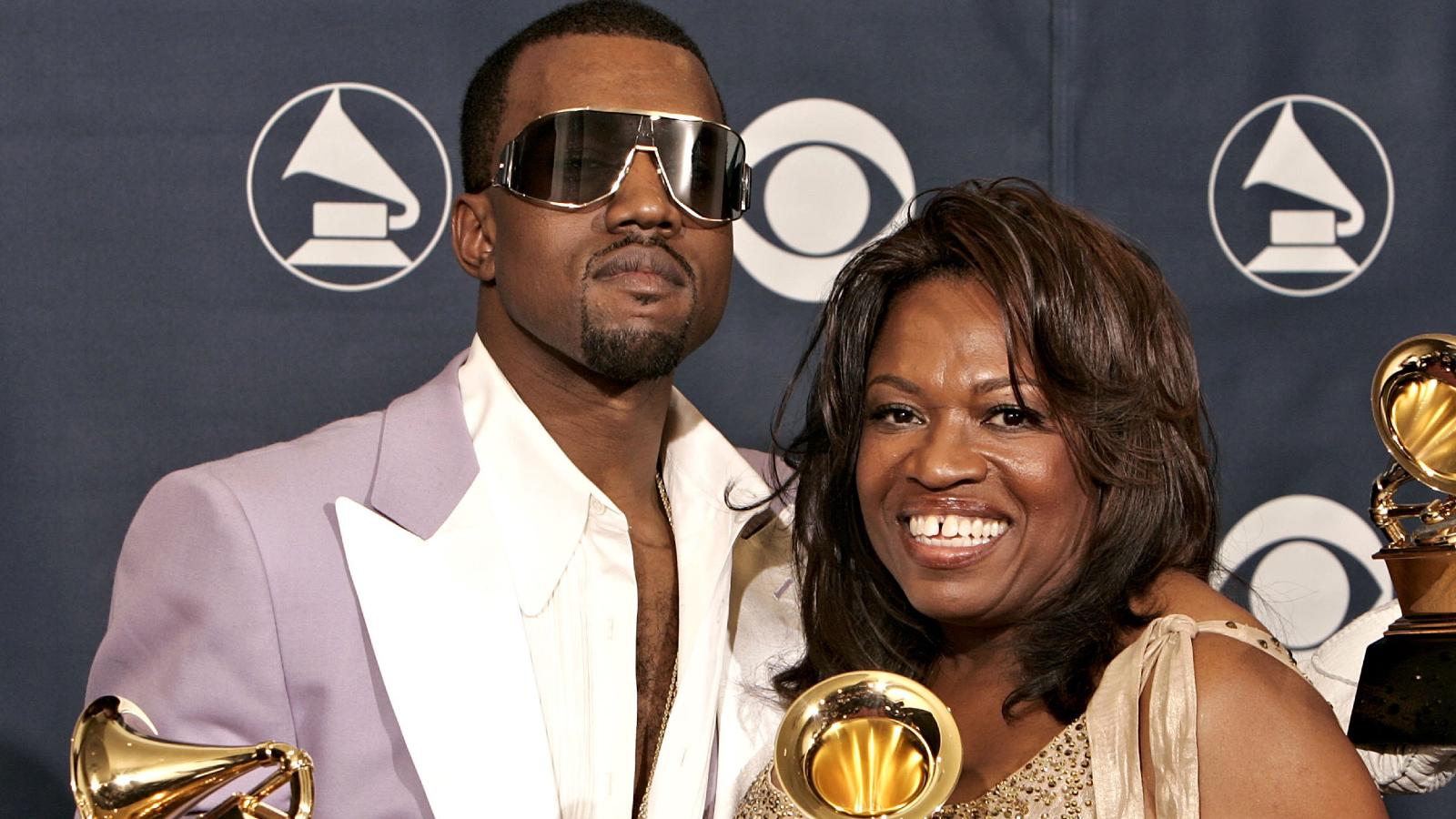 Kanye West with his late mother, Donda West