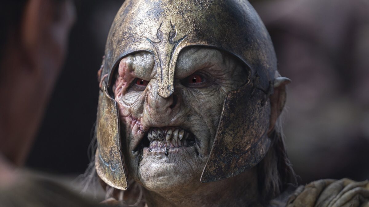 A grimacing Orc from “Lord of the Rings”