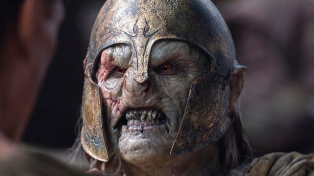 A grimacing Orc from “Lord of the Rings”