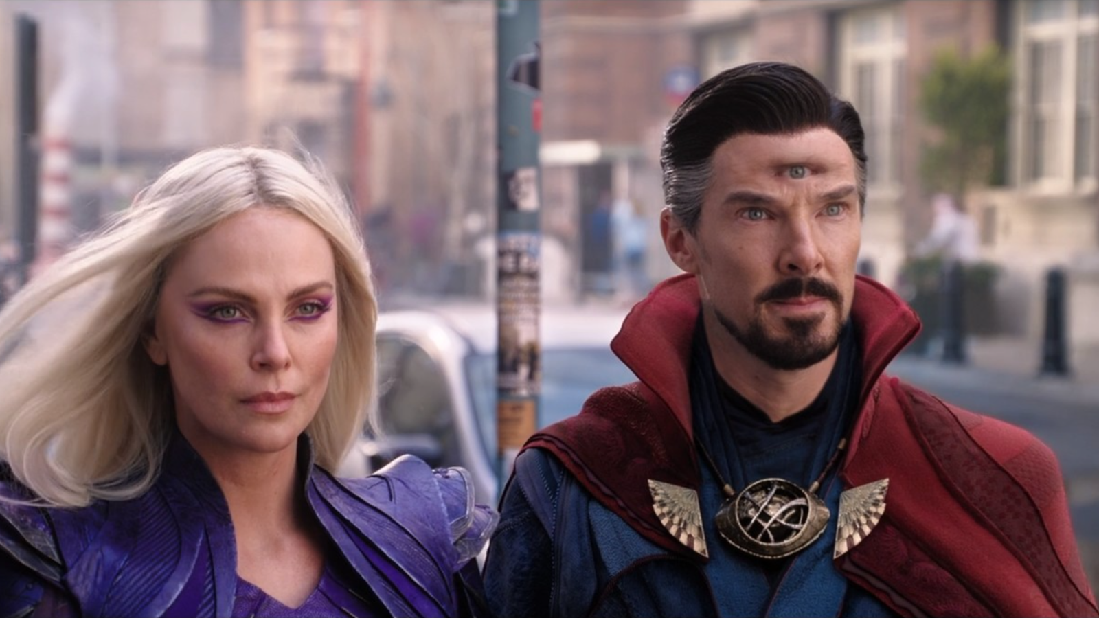 Clea and three-eyed Doctor Strange in Doctor Strange in the Multiverse of Madness