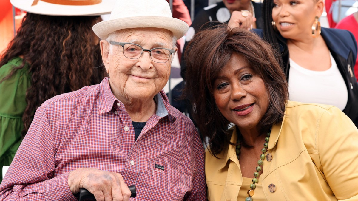Norman Lear and Belinda Tolbert attend the Hollywood Walk of Fame Star Ceremony honoring Marla Gibbs on July 20, 2021 in Hollywood, California.