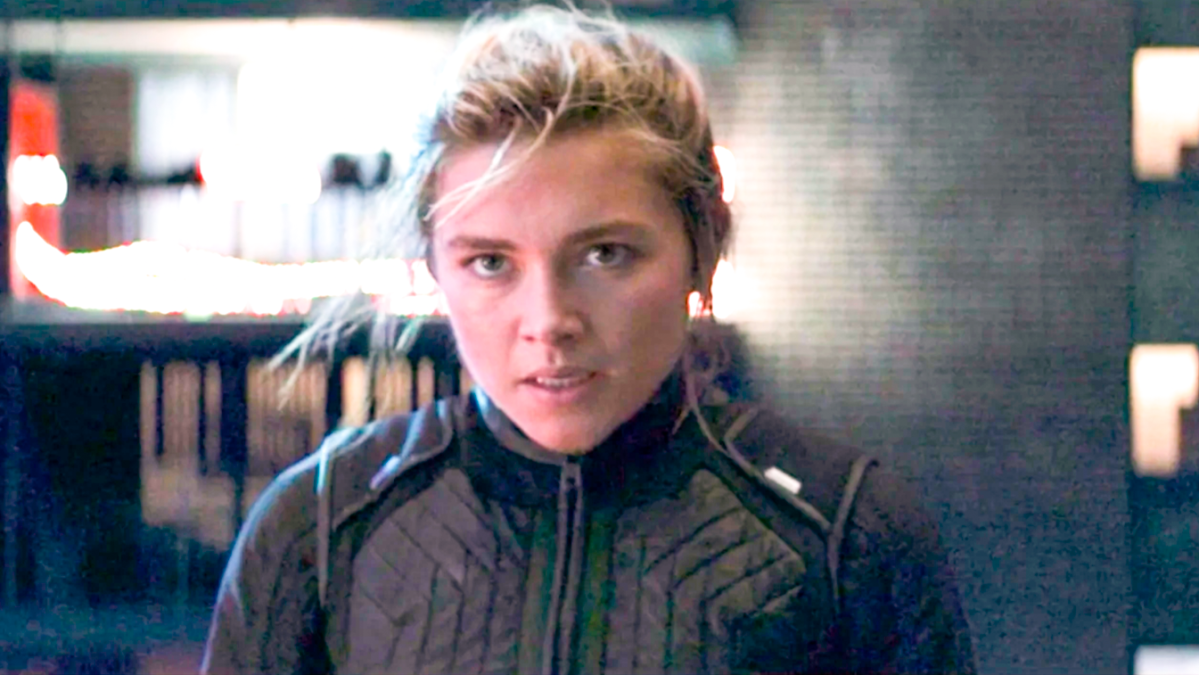 Florence Pugh in character as Yelena