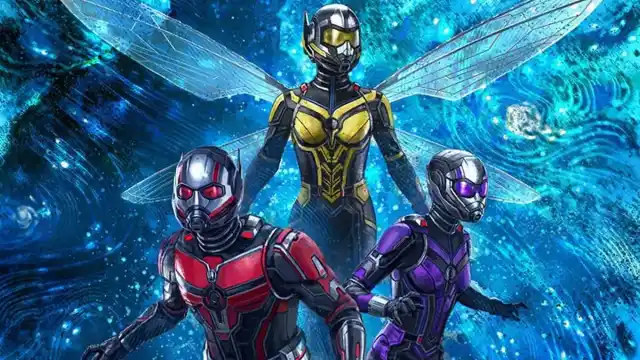 A poster of Ant-Man and the Wasp Quantumania, with Ant-Man, the Wasp and Cassie