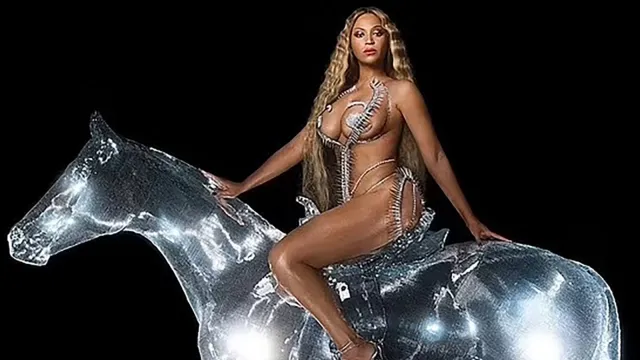 Beyonce rides a horce made of what seems to be made of glass or ice for her album cover