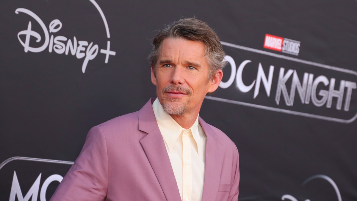 Ethan Hawke attends the premiere of Marvel Studios' "Moon Knight" at El Capitan Theatre on March 22, 2022 in Los Angeles, California.