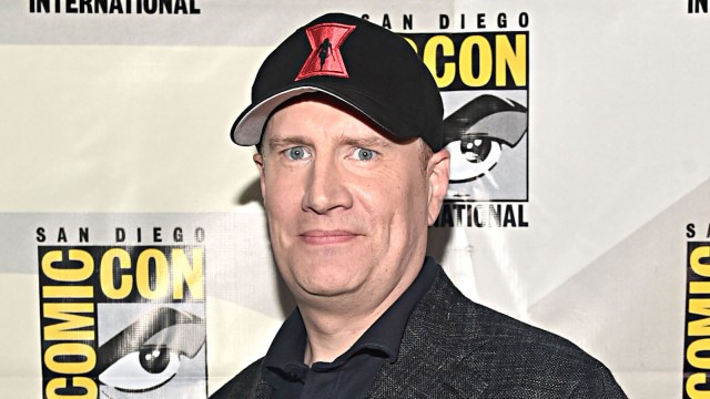 Kevin Feige attends San Diego Comic-Con in a Black Widow baseball cap