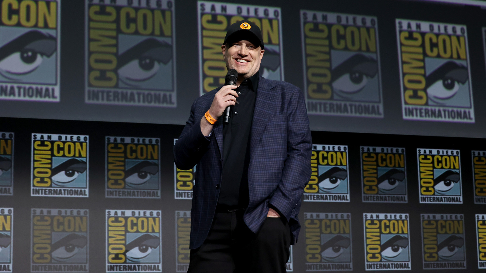 Kevin Feige presents the Marvel Studios panel at San Diego Comic-Con 2022