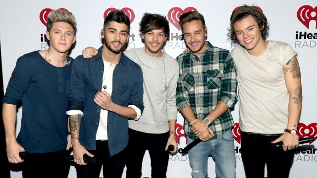 A group photo of One Direction in order of Niall Horan, Zayn Malik, Louis Tomlinson, Liam Payne, and Harry Styles