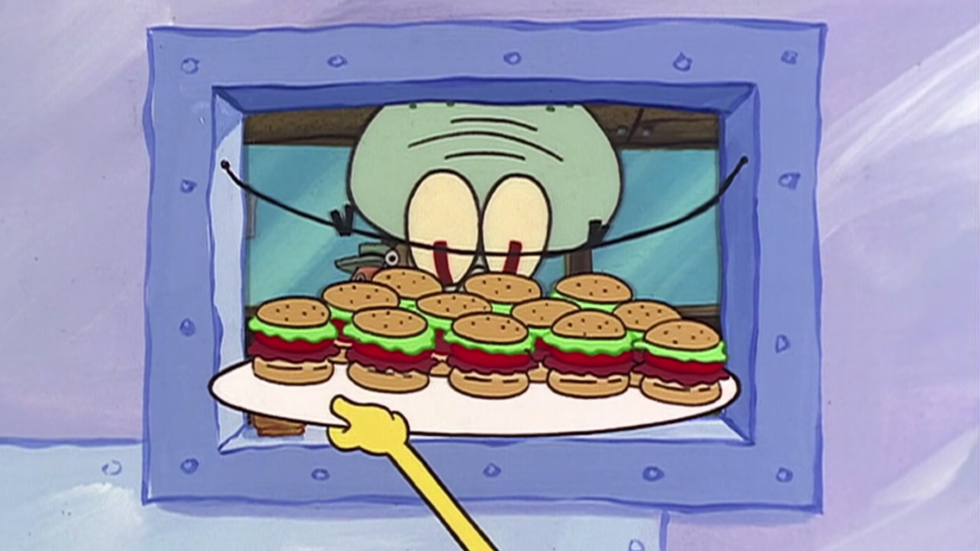 spongebob's face when he discovers squidward likes krabby patties