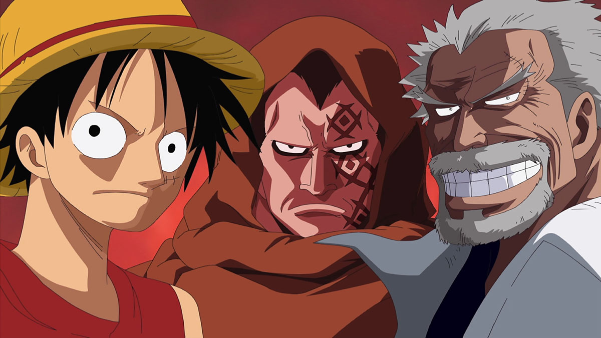 Luffy's family in One Piece, comprised of Monkey D. Dragon and Monkey D. Garp