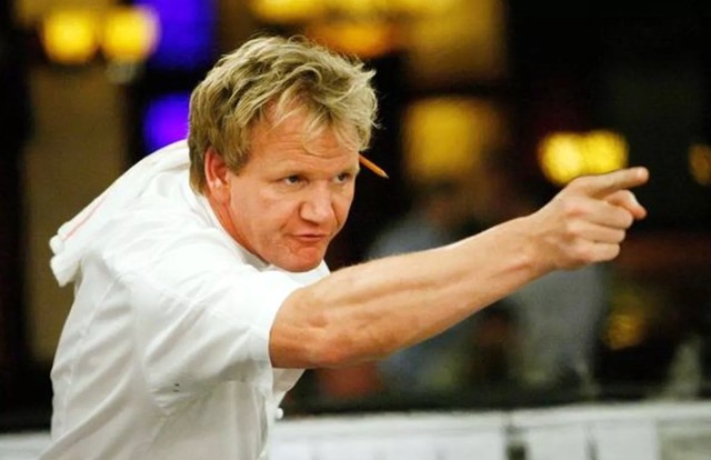 Gordon Ramsay points at a contestant on Hell's Kitchen
