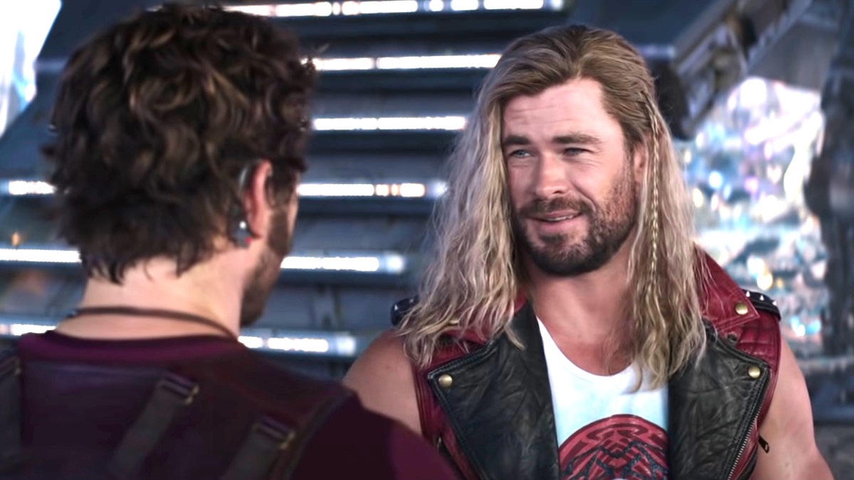 Chris Hemsworth in character in thor love and thunder