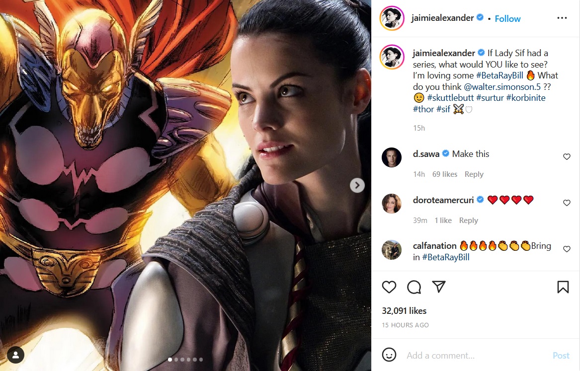 captura de pantalla de instagram de jaimie alexander