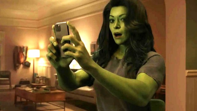 She-hulk attorney at law takes a photo with a phone