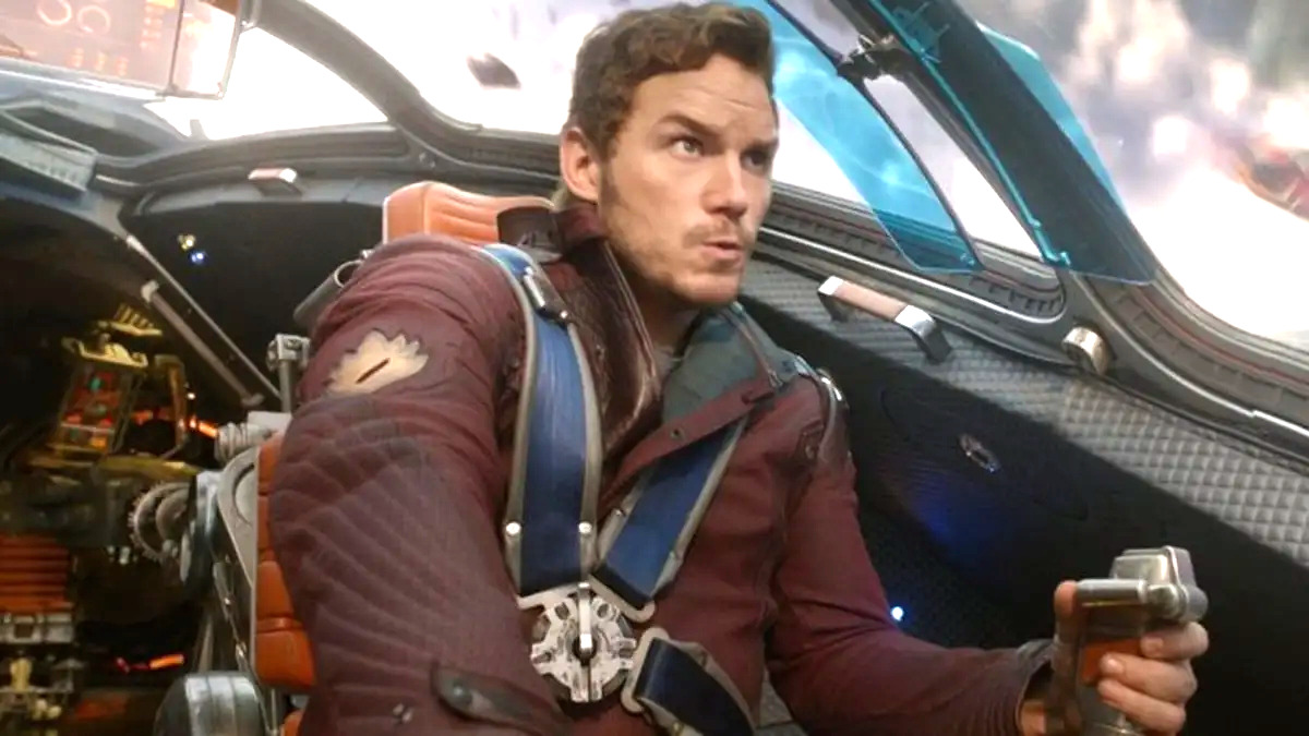 Chris Pratt as star lord in guardians of the galaxy
