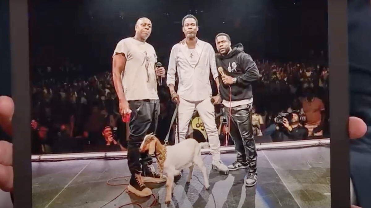 photo of kevin hart, chris rock, dave chappelle, and a goat