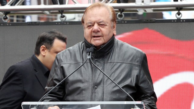 Paul Sorvino attends Collectors Cafe Presents The Unveiling Of The Original, Long-Lost Jackie Robinson Baseball Contracts at Times Square on April 11, 2016 in New York City.