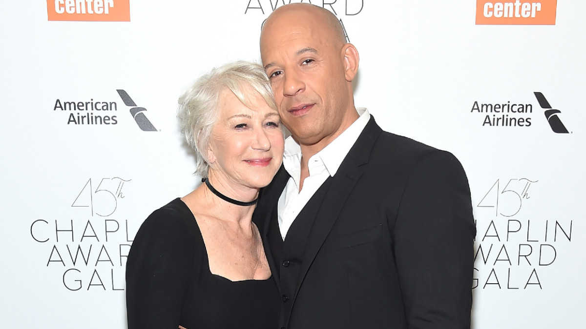 Helen Mirren (L) and Vin Diesel attend the 45th Chaplin Award Gala at Alice Tully Hall