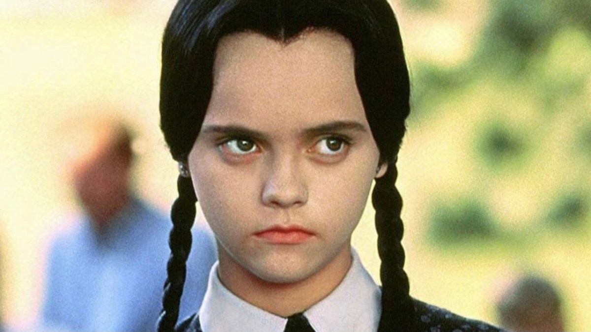 Christina Ricci in character as Wednesday in the classic film