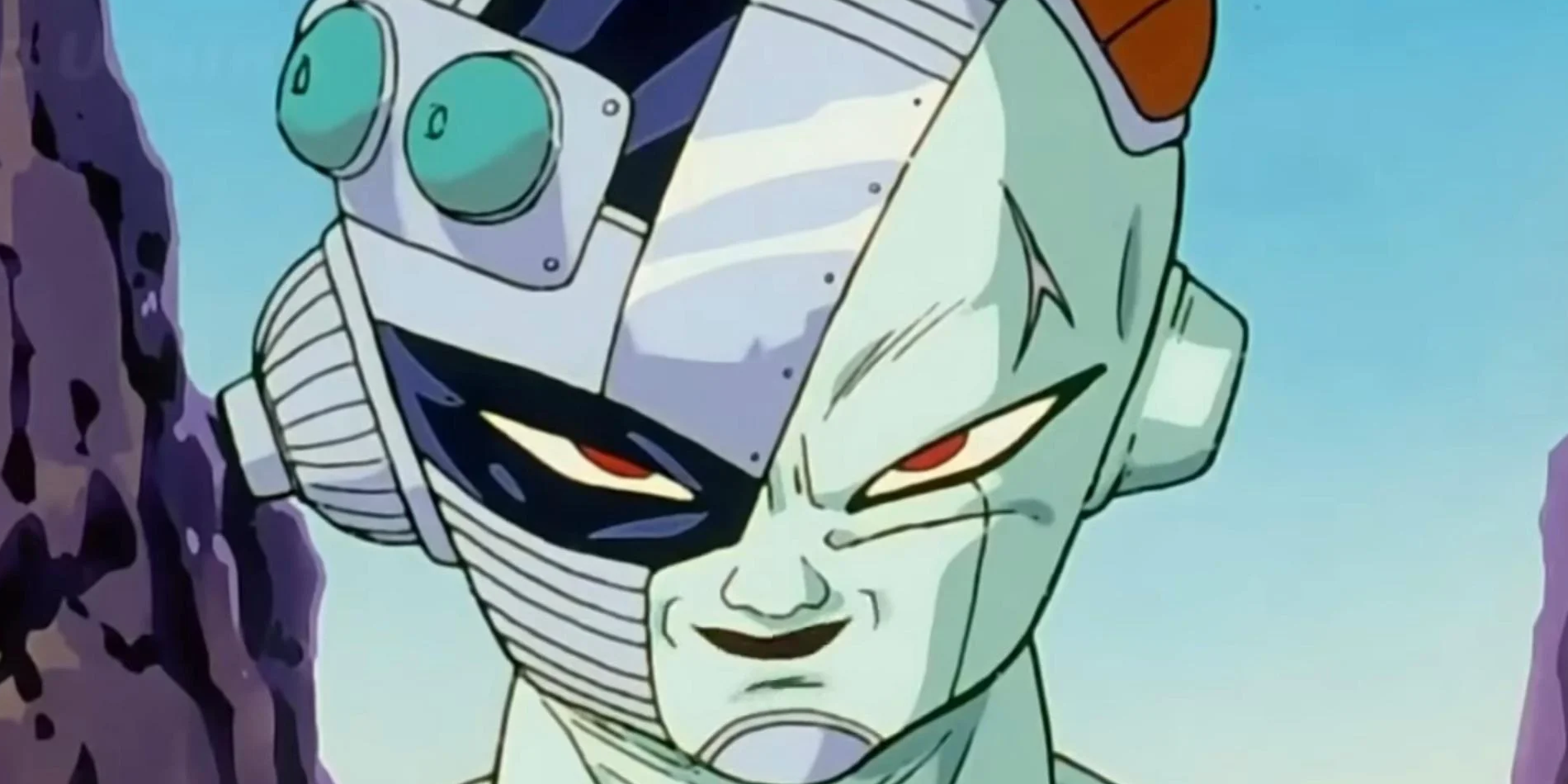 Frieza in his Mecha Form and looking straight ahead.