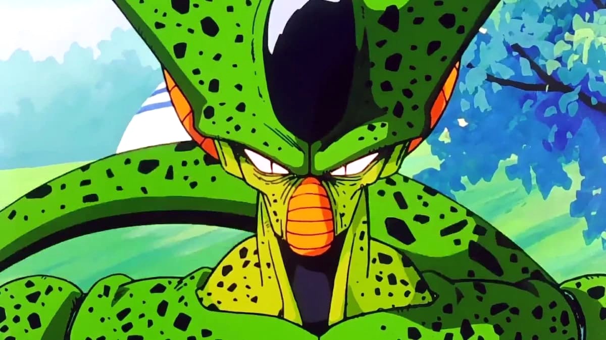 Imperfect Cell in 'Dragon Ball Z' is looking straight ahead.